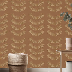Papier Peint Earthy Boho Feathered Motif Terracotta