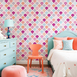 Papier Peint Echelle de poisson de sirène colorée Motif arc-en-