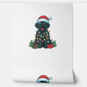 Papier Peint Éclairage Noël Chapeau noir Golden Retriever Chien