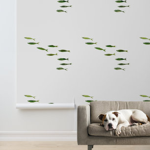 Papier Peint Écoles de petits poissons verts Nautique