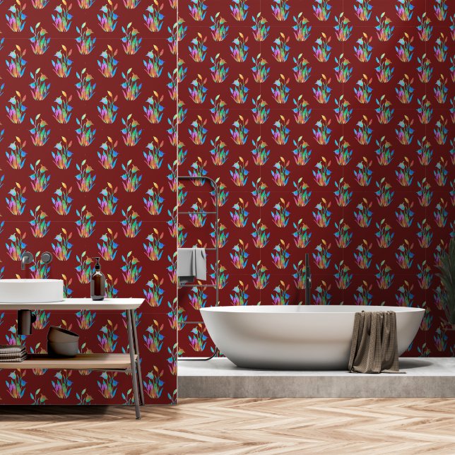 Papier Peint Écrasement des touffes florales (Salle de bain)