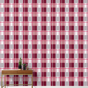Papier Peint Effet carreaux rouges chauds gris et blanc