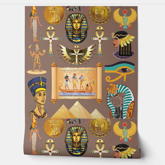Papier Peint Egyptian Ancient Hieroglyphic Pattern Symbol (Déroulement)