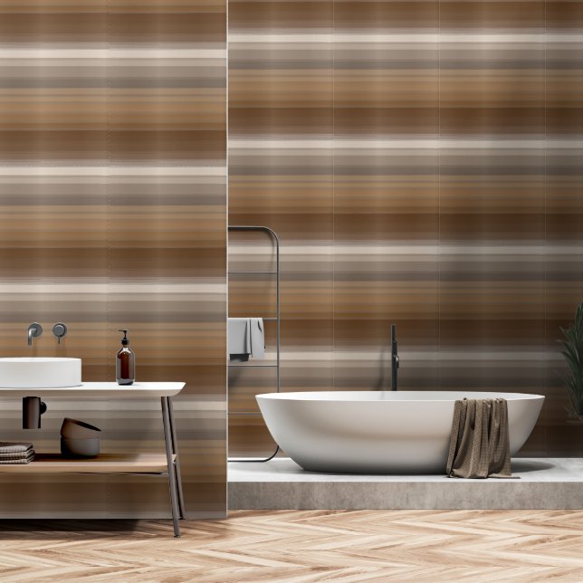 Papier Peint Élégance Abstraite - Dégradé de Tons Bruns (Salle de bain)