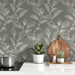 Papier Peint Élégance botanique minimaliste<br><div class="desc">Améliorez votre espace de vie avec le papier peint "Minimalist Botanical Elegance". Ce design sophistiqué présente de délicats feuilles de vigne blanche qui se croisent gracieusement sur un arrière - plan vert sage et serein. L'art minimaliste et détaillé de la ligne blanche des feuilles apporte un sentiment de calme et...</div>