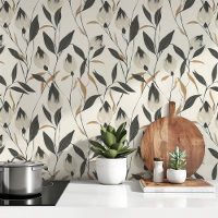 Elégance botanique moderne - Floral noir & beige