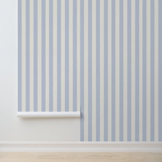 Papier Peint Élégance Côtière Classe Rayures Bleu Clair Blanc