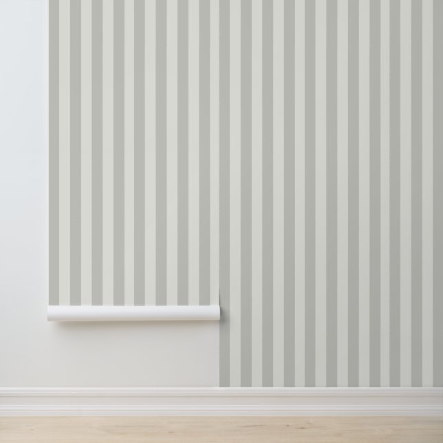 Papier Peint Élégance Côtière de Classe Rayures Grises et Blanc (Application)