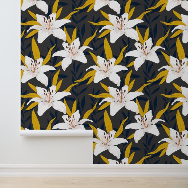 Papier Peint Élégance de la Fleur de Lys Dorée (Application)