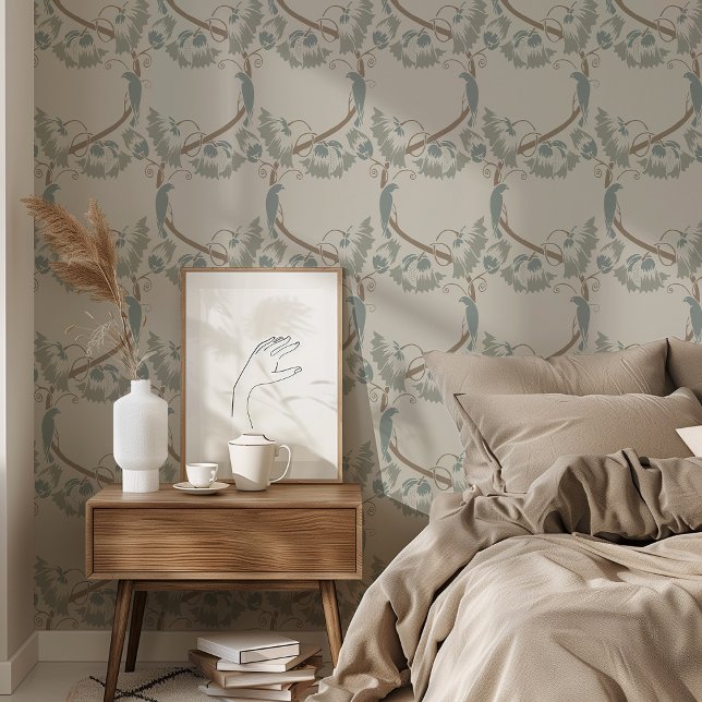 Papier Peint Elégance douce Oiseaux et vignes (Créateur téléchargé)