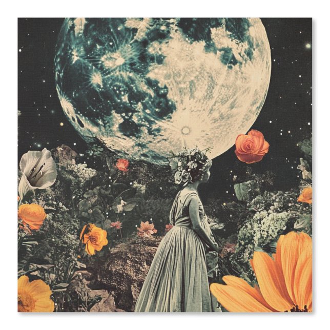 Papier Peint Élégance Lune - Femme avec Lune (3) (Recto)