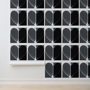 Papier Peint Elégant Abstrait demi-coeur Motif noir et blanc