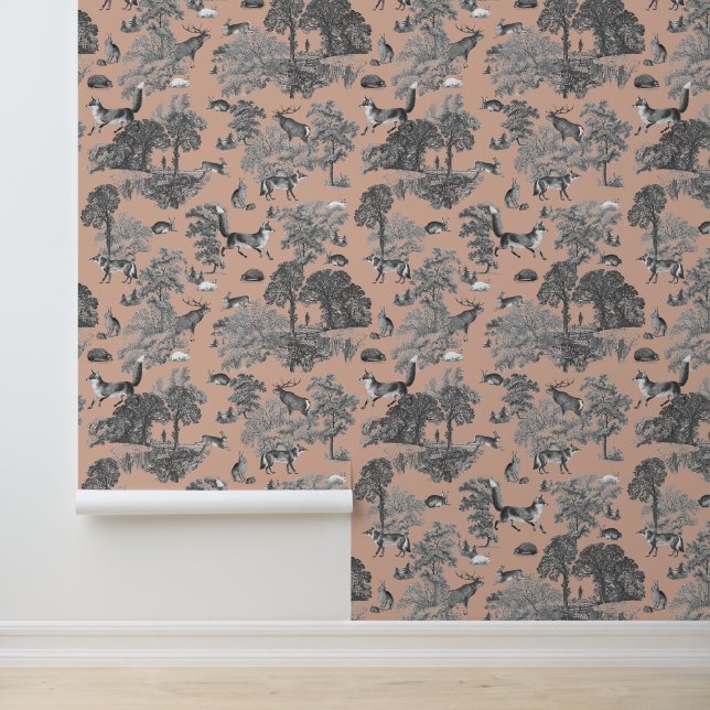 Papier Peint Élégant animal de forêt de renard gris Brown (Application)