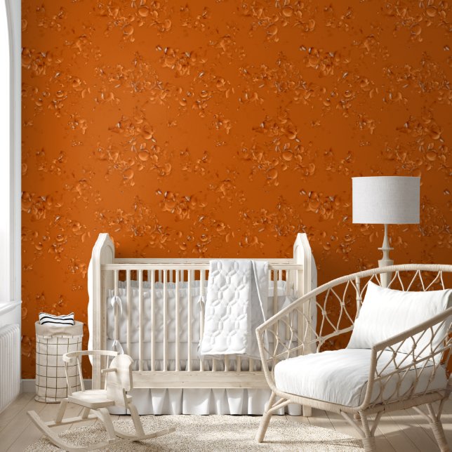 Papier Peint Elégant Art Abstrait Moderne Rousty Orange Peach (Enfants)