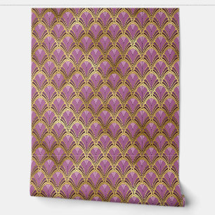 Papier Peint Élégant Art Déco Violet Or Peel and Stick
