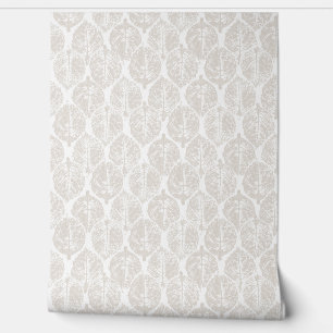 Papier Peint Elégant Beige Moderne Botanique Hydrangea Ogee