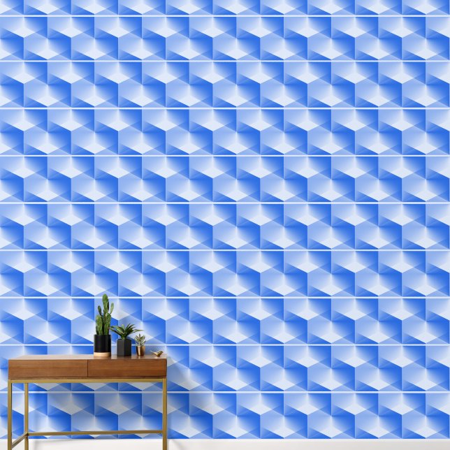 Papier Peint Élégant bleu Abstrait gris blanc rayures (Couloir)