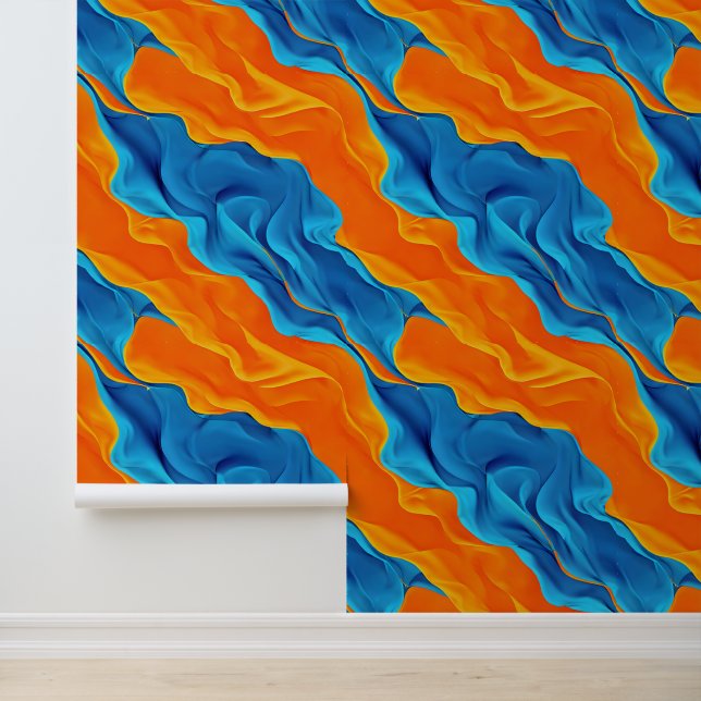 Papier Peint Elégant bleu orange (Application)