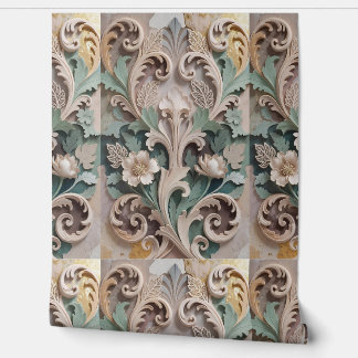 Papier Peint Elegant Carved Floral Baroque Design