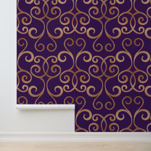 Papier Peint Élégant Damask Classy Luxury Rose Gold Et Purple