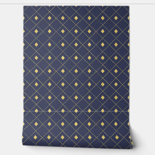 Papier Peint Élégant diamant géométrique marine et or