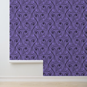 Papier Peint Élégant feuillage et torsades Chic Classy Noir vio