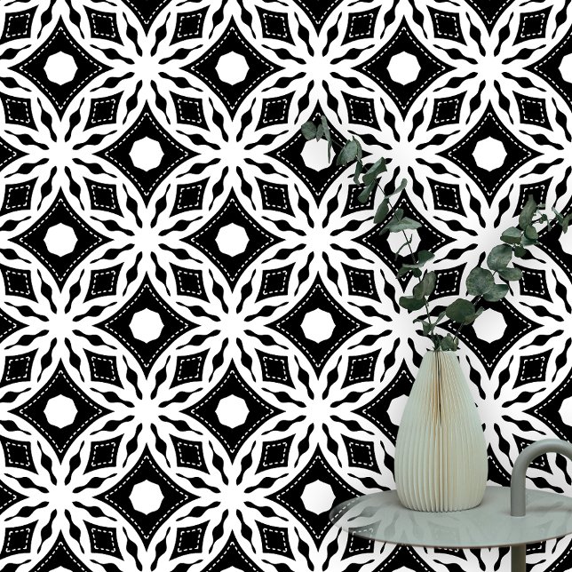 Papier Peint Elégant géométrique Monochrome noir et blanc (Créateur téléchargé)