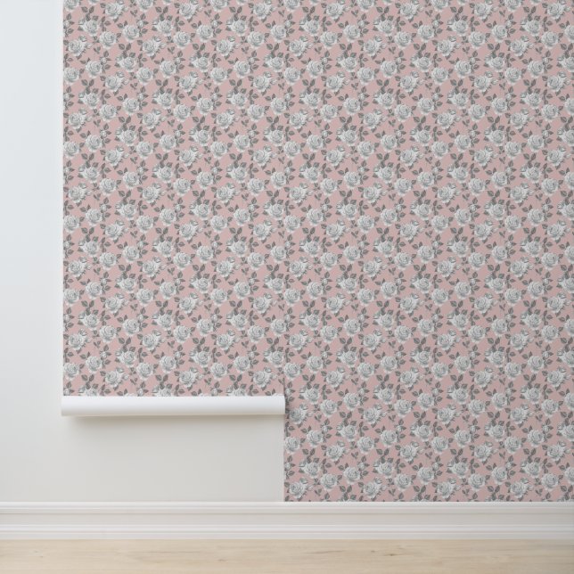 Papier Peint Elégant jardin Rose en rose (Application)