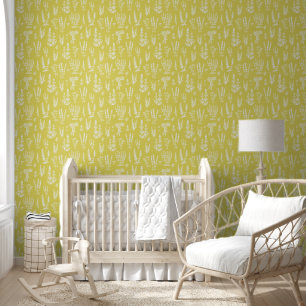 Papier Peint Elégant Jardin Vintage de plantes moutarde Jaune