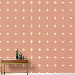 Papier Peint Élégant minimaliste Étoiles rose Tan Motif carré