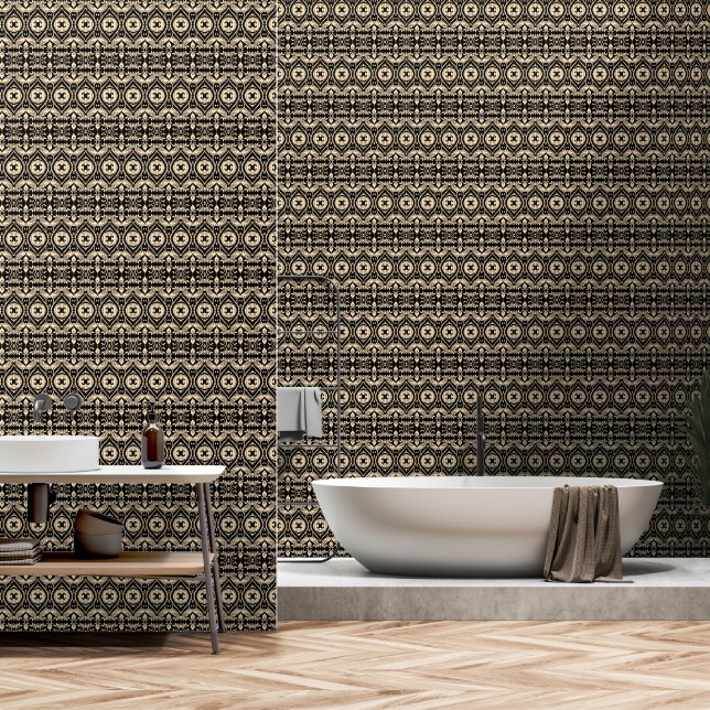 Papier Peint Élégant modèle noir et or (Salle de bain)