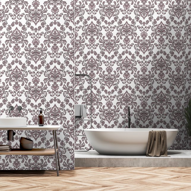 Papier Peint Élégant Motif classique baroque (Salle de bain)