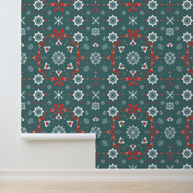 Papier Peint Élégant Motif de flocon de neige de Noël (Application)