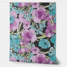 Élégant motif Floral Fleurs vertes Rose rose