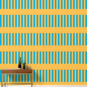 Papier Peint Elégant Motif géométrique bleu et jaune rayé