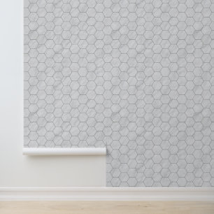 Papier Peint Élégant Motif géométrique Hexagonal Gris