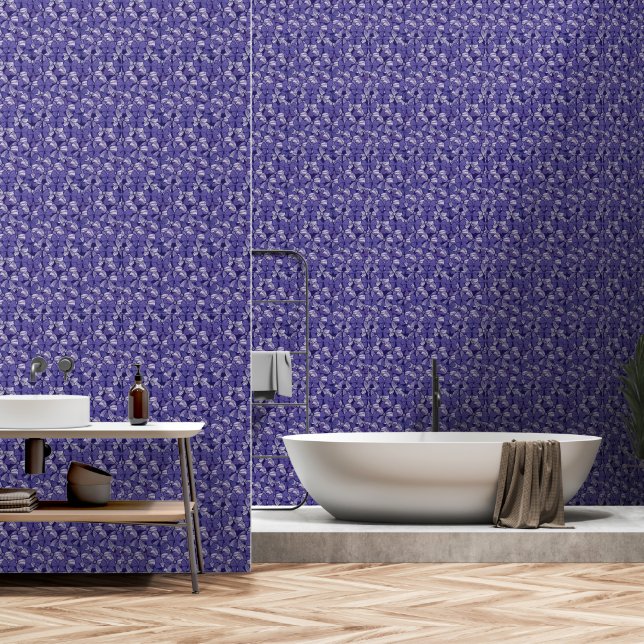 Papier Peint Élégant Motif pourpre (Salle de bain)