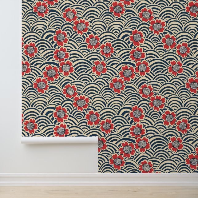 Papier Peint Élégant Motif sans couture en fleur de cerisier (8 (Application)