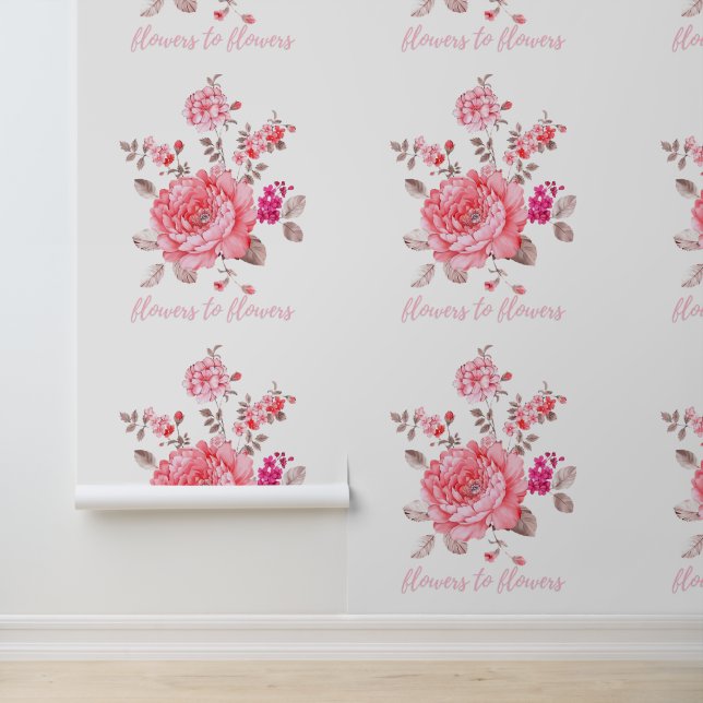 Papier Peint Elegant Pink Peony Textured Vinyl Floral (Application)