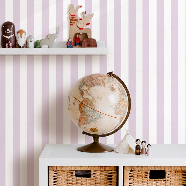 Papier Peint Élégant rayé lilas pâle violet blanc (Créateur téléchargé)