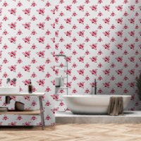 Elégant Rouge Roses Floral Line Art sur Dawn rose