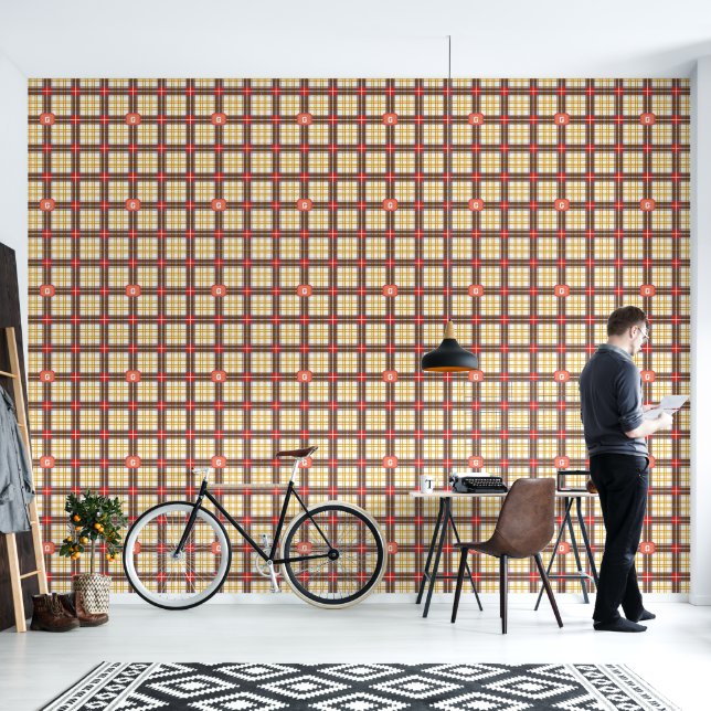 Papier Peint Élégant Rustique Coloré Plaid (Salon)