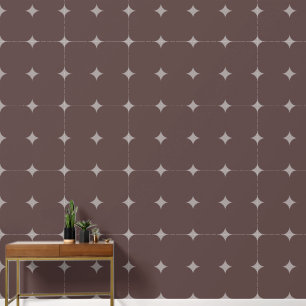 Papier Peint Élégant Stars argent Bown foncé Auburn Carreaux Mo