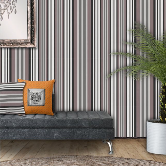 Papier Peint Elégant Tons Terre Brown Savannah Stripes Motif (Créateur téléchargé)