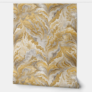 Papier Peint Élégant Tourbillon Doré et Argenté