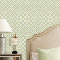 Élégant treillis Motif géométrique Vert blanc cass