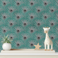 Elégant Turquoise Parties scintillant Argent Plume