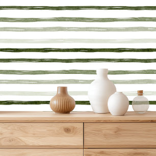 Papier Peint Elégant Vert Watercolor Line Motif de Noël
