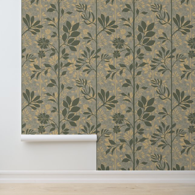 Papier Peint Elegant Vines of Botanic Poetry Earthy Silhouette (Application)