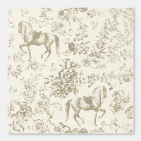 Élégant Vintage Cheval Beige Or Motif Floral
